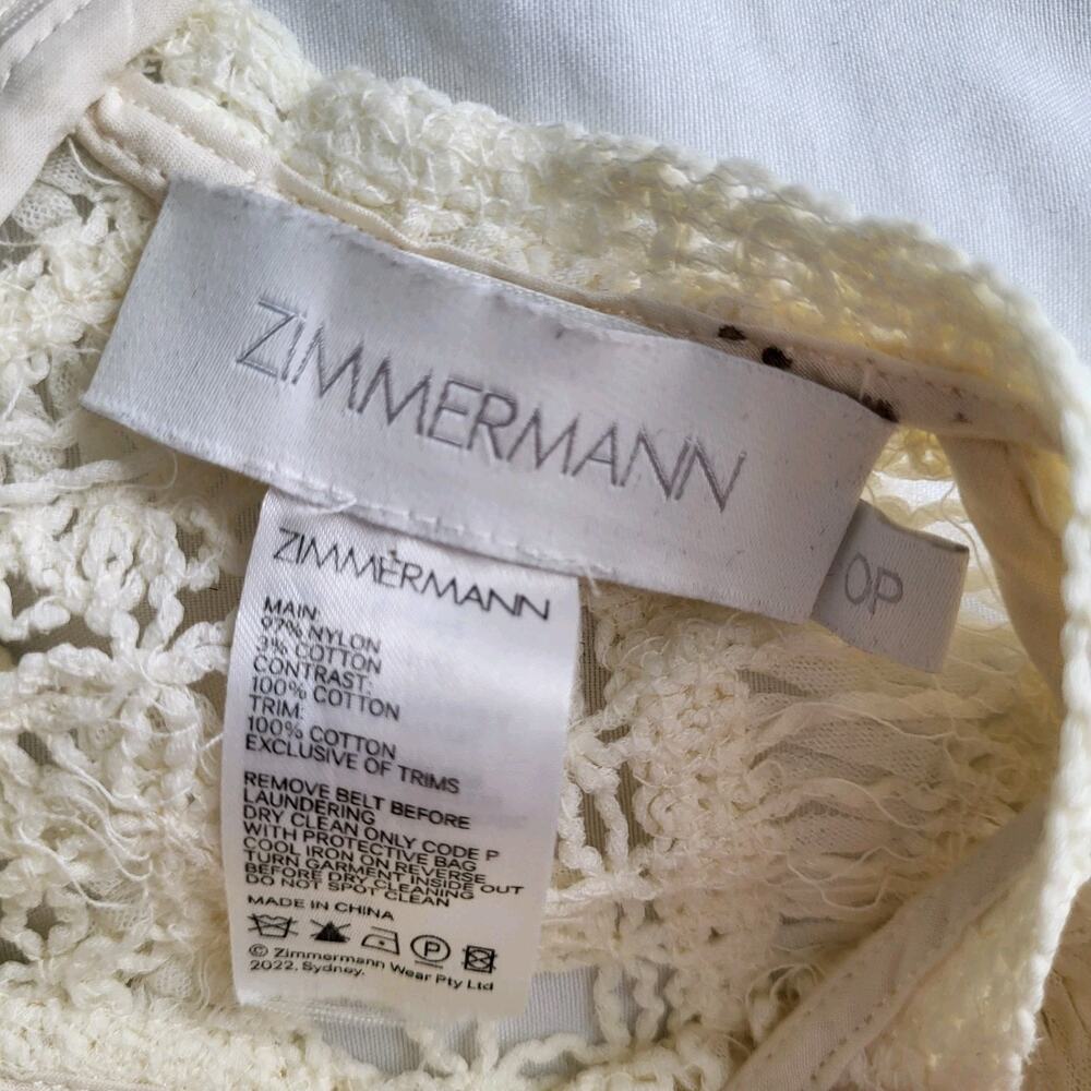 $1000 Zimmermann Cira Ribbon Lace Midi Dress Ivory US Sz 4 P Small Resort - Picture 11 of 16